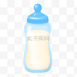 奶瓶牛奶图片_蓝色简约小清新婴儿奶瓶