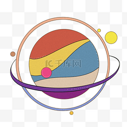 卡通圆形星球插画