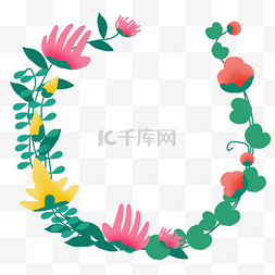 春季框图片_小清新植物花环