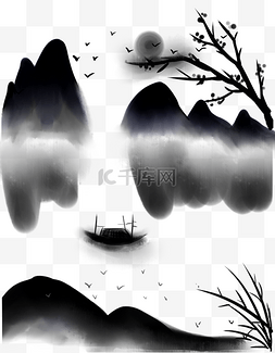 水墨山水画背景图片_水墨山水画