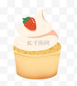 蛋糕banner图片_草莓生日蛋糕插画