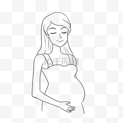 母亲节妈妈怀孕图片_母亲节母亲形象简单线稿免抠PNG素