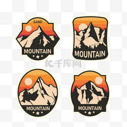 暖色户外运动登山贴纸logo