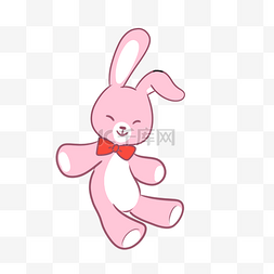 抱着玩偶的小姑娘图片_可爱的粉色兔子玩偶
