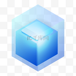 立方体块字图片_蓝色创意科技立方体元素