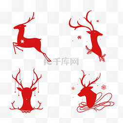 圣诞红色小鹿剪纸
