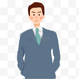 商务男士卡通图片_灰色创意商务男士服装元素