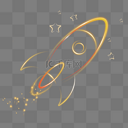光效发光光线图片_金色火箭抽象渐变线性光效分散的