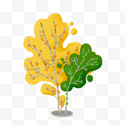 水彩简洁图片_可爱黄色树木装饰