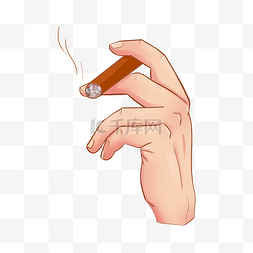 香烟图片_手夹香烟手势插画