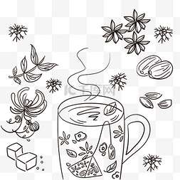 下午奶茶咖啡图片_线描冬季饮料咖啡