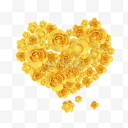 黄色爱心花朵氛围C4D边框