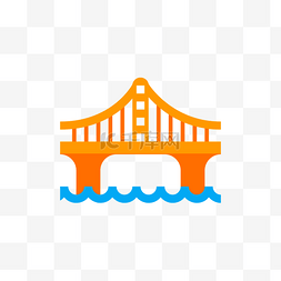 桥梁插画图片_黄色的桥梁免抠图