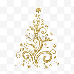 圣诞快乐花纹图片_金色花纹圣诞树