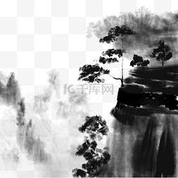 山林远山水墨画