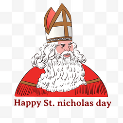 写实线条风格st nicholas day红袍主教