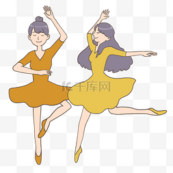 脚尖图片_跳芭蕾舞的女孩插画免抠元素下载