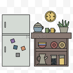 冰箱图图片_矢量鼠绘厨房冰箱