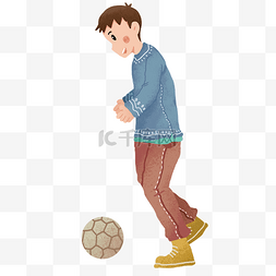 儿童节男孩开心踢足球免抠元素
