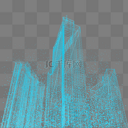 楼空间城市仰视科技数据光点线蓝