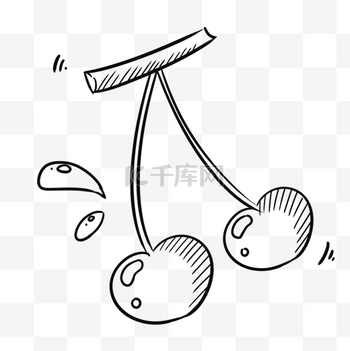 黑白图片素材简笔画黑白夏季水果樱桃