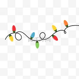 圣诞节元素素材库图片_弯曲线红橙黄绿蓝圣诞彩灯