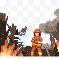 澳洲和牛素材图片_简约卡通消防员灭火元素