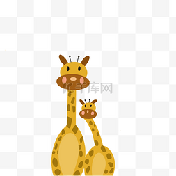 长颈鹿宝宝图片_母亲节卡通长颈鹿母子手绘