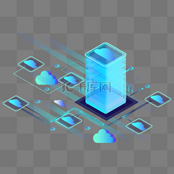 蓝色渐变科技云数据装饰