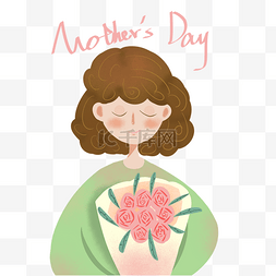 妈妈抱着花图片_母亲节抱着花束的妈妈