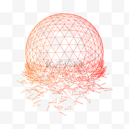 立体球体红色图片_红色线性未来几何立体空间