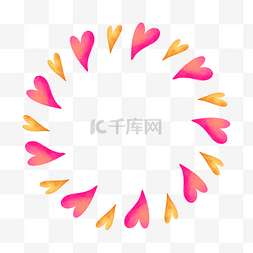 粉色黄色边框图片_水彩爱心圆环11