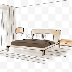 卧室木质双人床