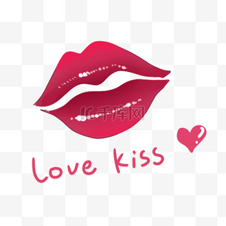 七夕节红色卡通红唇