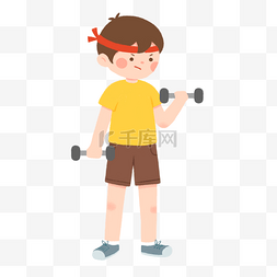 锻炼健身运动图片_举哑铃男孩健身人物
