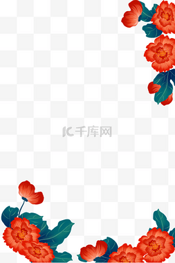 中式牡丹图片_国潮风花朵边框  