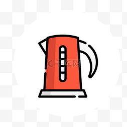 电水壶卡通图片_卡通红色的热水壶