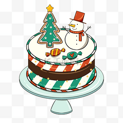 蛋糕圣诞树图片_圣诞节卡通节日蛋糕