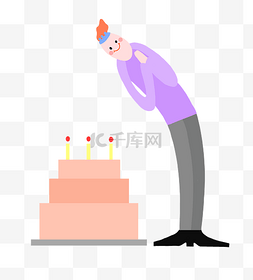 生日蛋糕人物插画