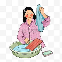 五一妇女图片_五一劳动节洗衣服PNG免抠