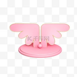 创意立体C4D粉色舞台翅膀背景