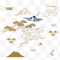 仙鹤云图片_浮世绘传统日本底纹