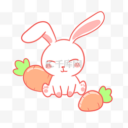 卡通萝卜与一只小兔子