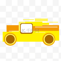 色块像素卡通形象黄色小汽车