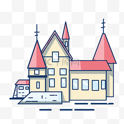 红色尖顶城堡插图