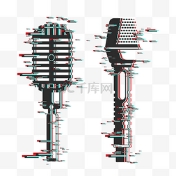 霓虹复古图片_麦克风霓虹话筒元素