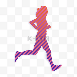 奔跑的女子图片_跑步的女子线条剪影