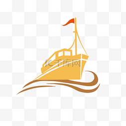 游轮卡通图片_黄色图标样式小帆船