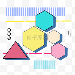 波普孟菲斯风格图片_立体菱形孟菲斯风格漂浮装饰