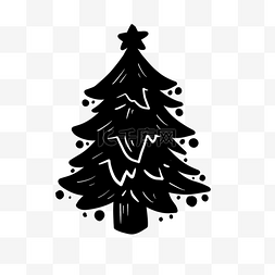 圣诞树剪贴画图片_装饰星星圣诞树剪影剪贴画